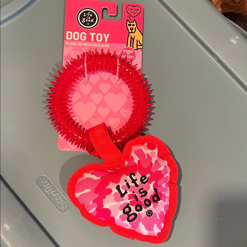 Life Is Good Red Heart Dog Toy